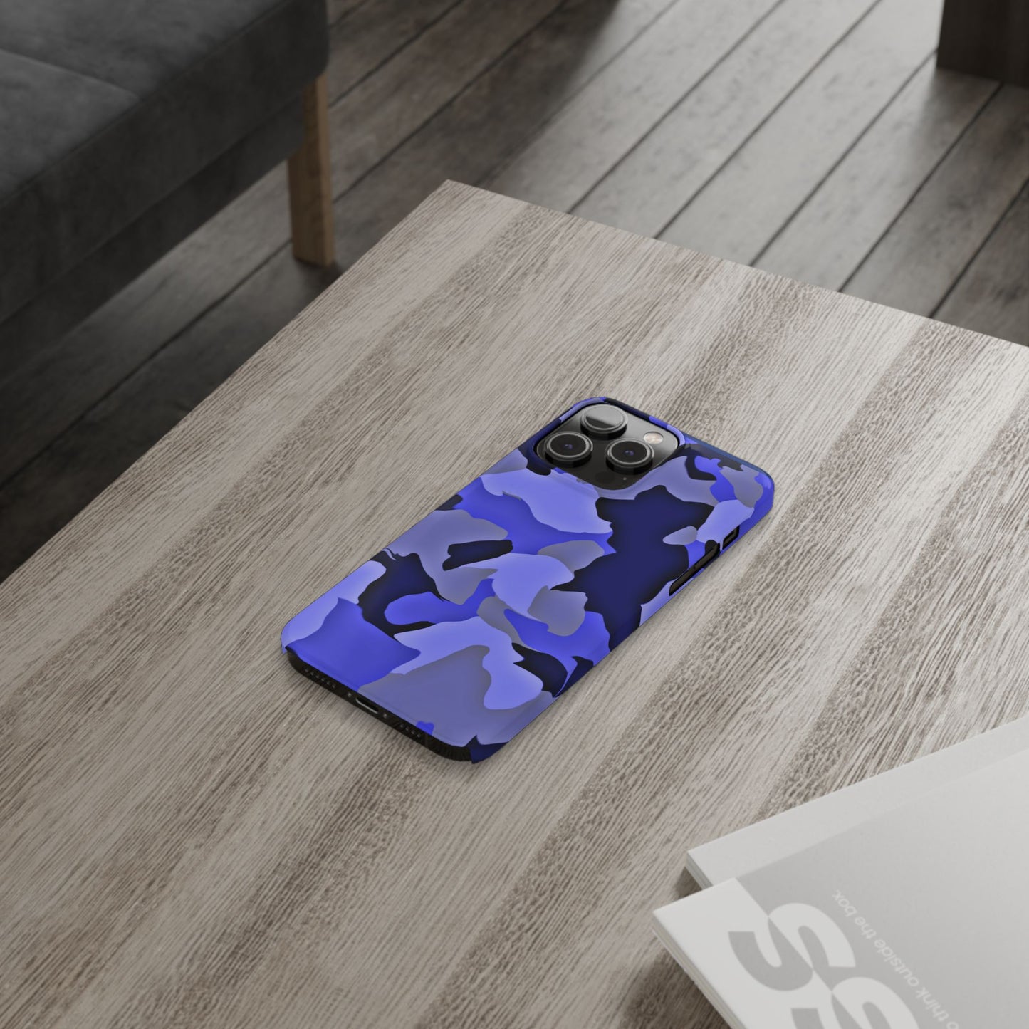 Stylish Slim Phone Case - Blue Abstract Camo Design for Trendsetters