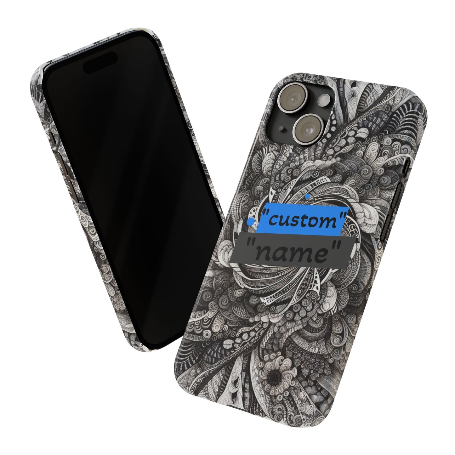 Customizable Slim Phone Cases - Personalized Black Swirl Design