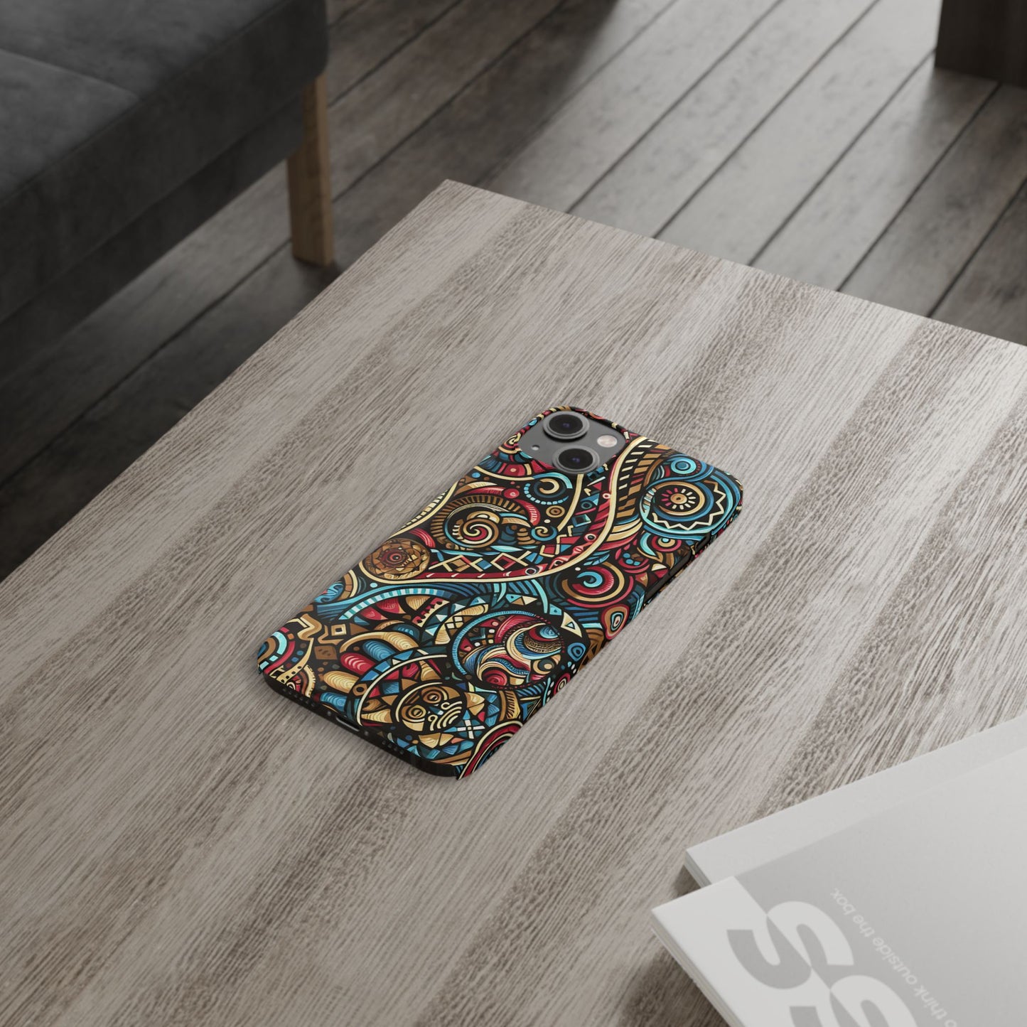 Vibrant Bohemian Slim Phone Case - Artistic Swirl Design