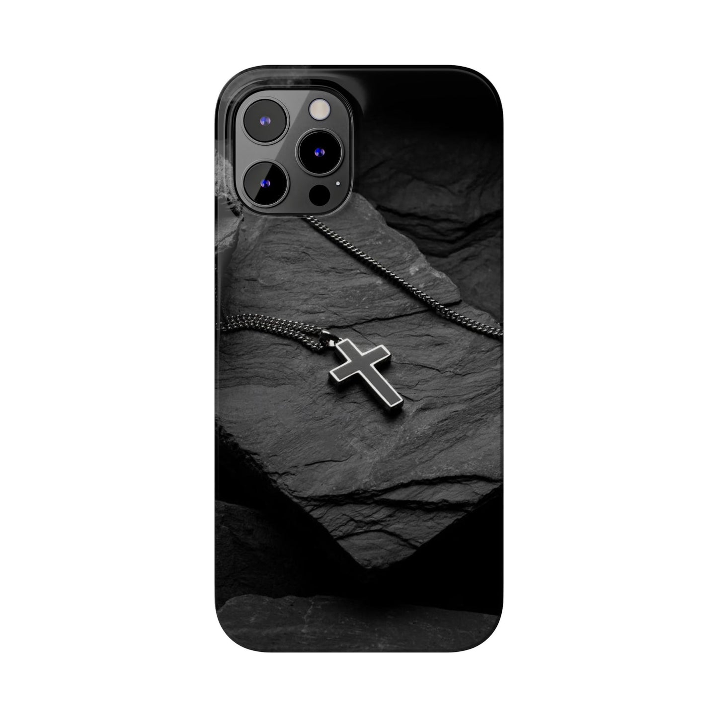 Minimalist Black Cross Slim Phone Case - Stylish & Modern Design