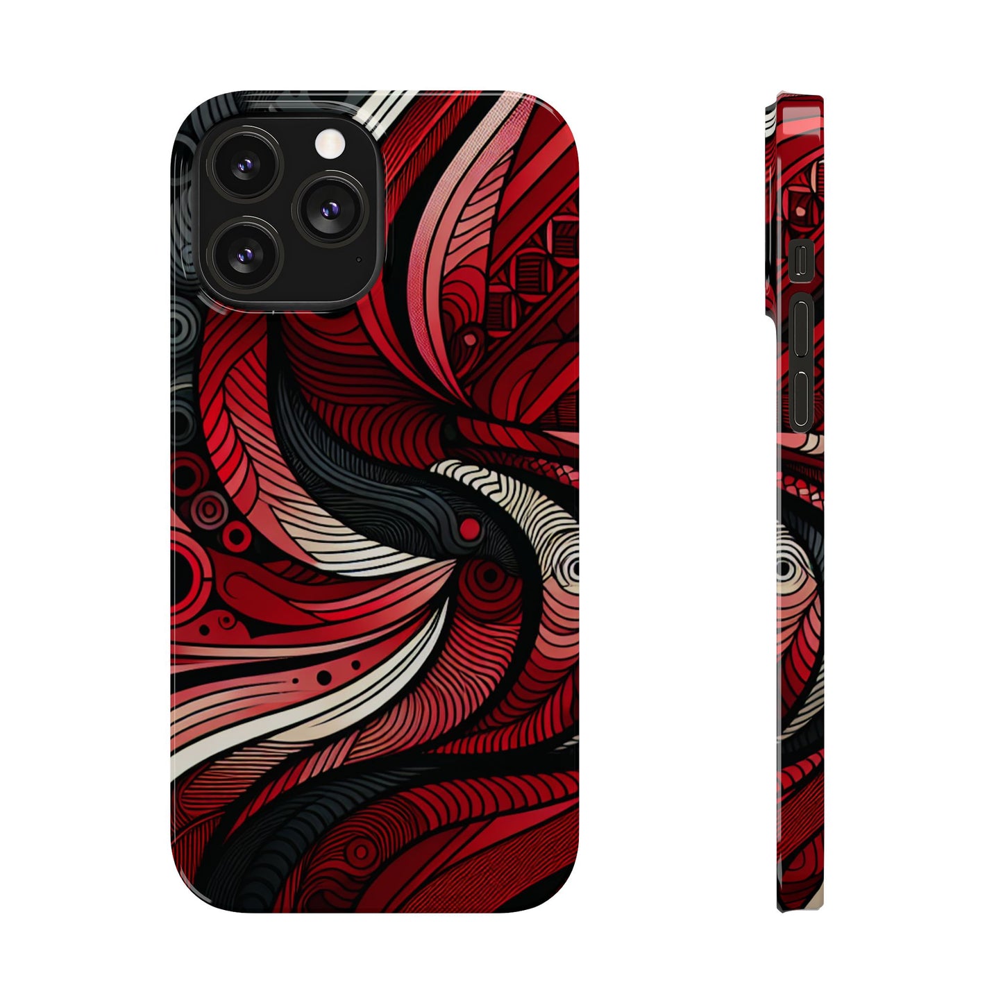 Artistic Red Swirl Slim Phone Case - Trendy Design for Stylish Protection