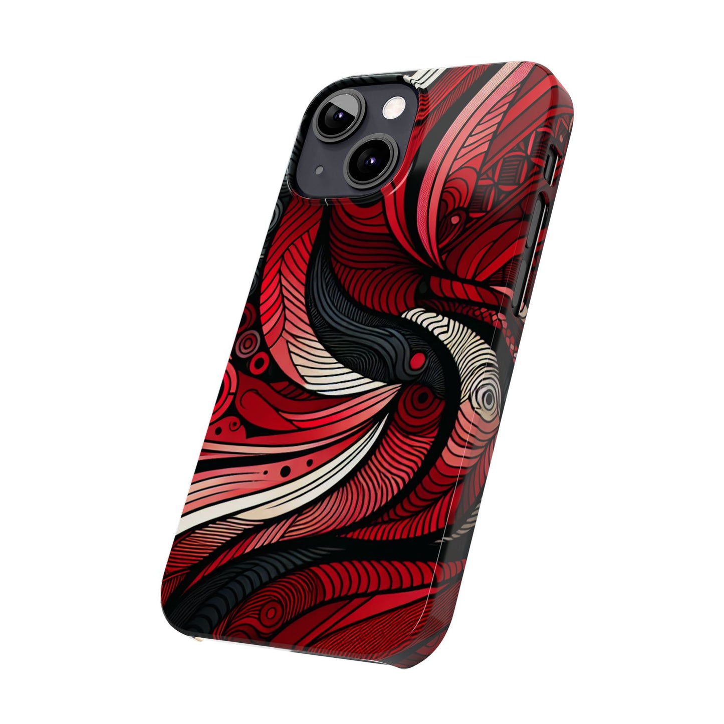 Artistic Red Swirl Slim Phone Case - Trendy Design for Stylish Protection