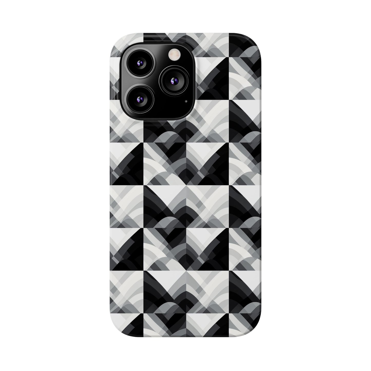 Stylish Black and Gray Slim Phone Case - Geometric Pattern for Modern Aesthetics