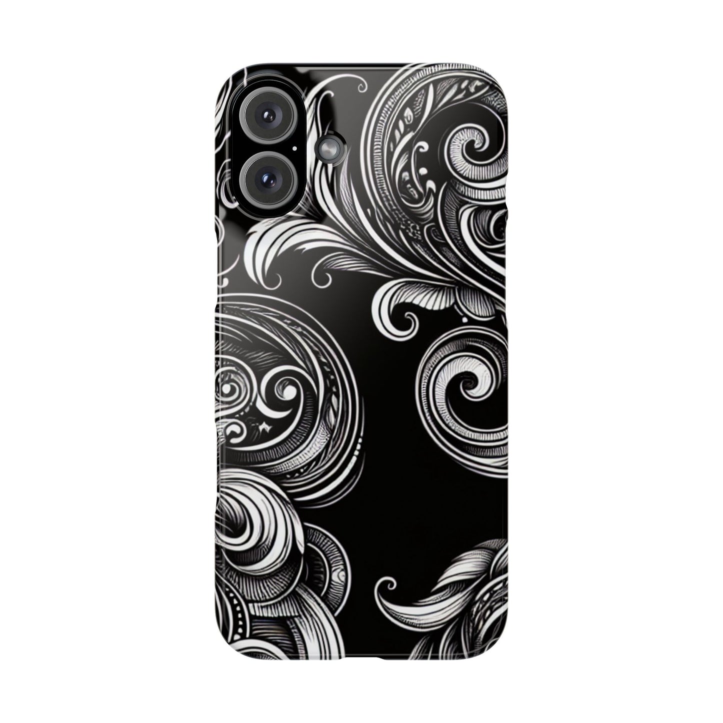 Elegant Black Swirl Slim Phone Case - Artistic Design for All Occasions