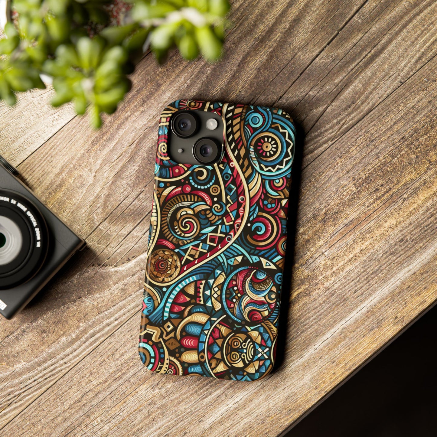 Vibrant Bohemian Slim Phone Case - Artistic Swirl Design