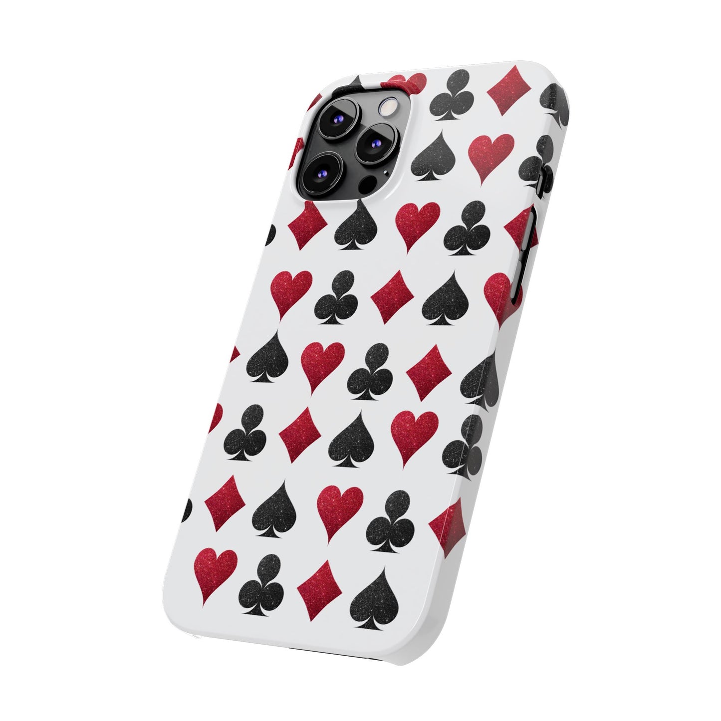 Stylish Playing Card Slim Phone Case - Red & Black Design