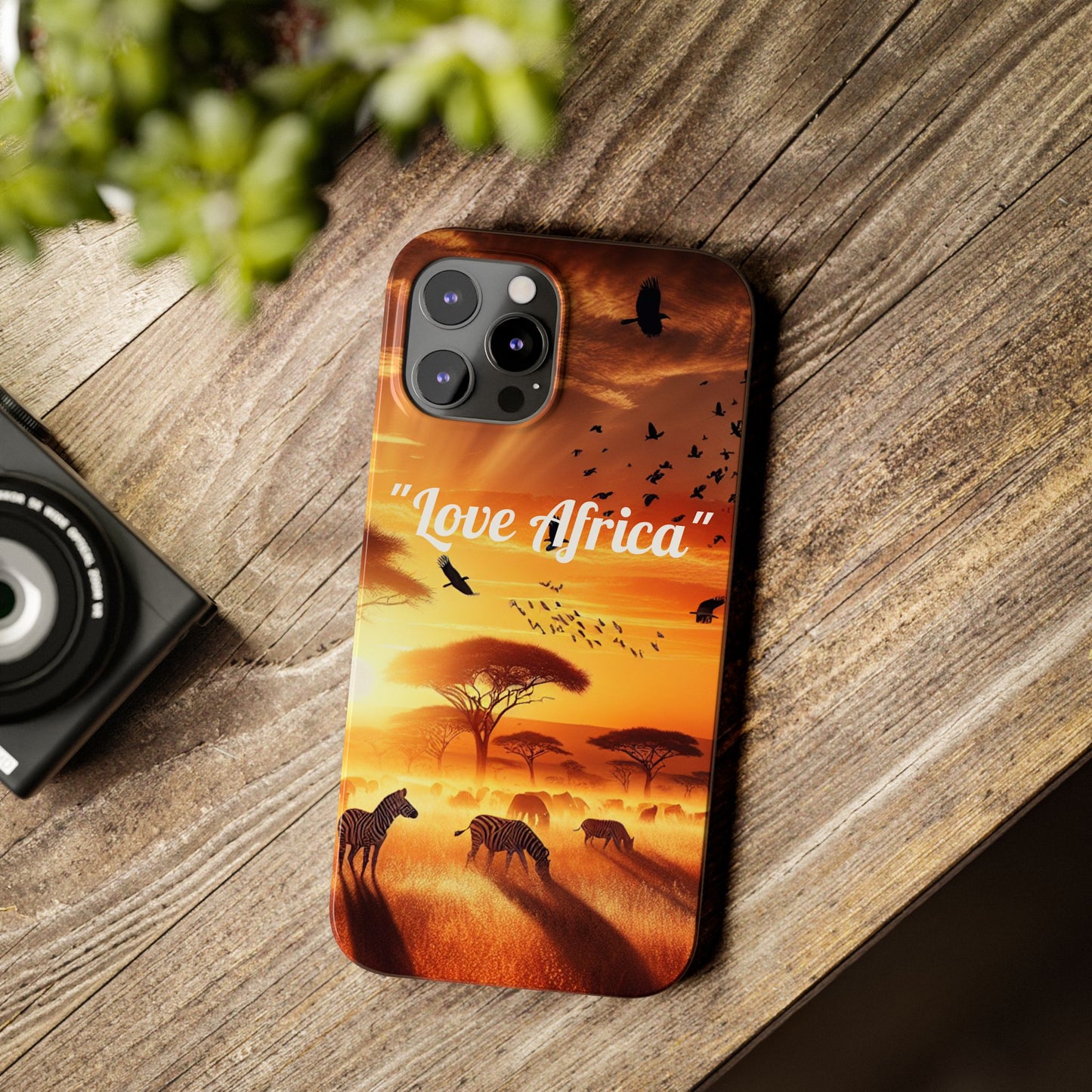 Slim Phone Case - "Love Africa" Sunset Design - Perfect Gift for Nature Lovers