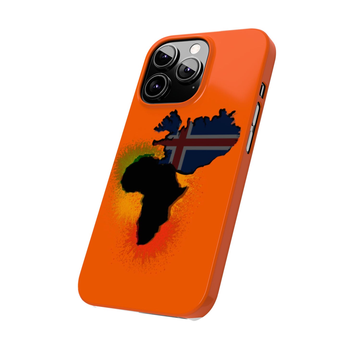 Bold African Map Slim Phone Case with Icelandic Flag