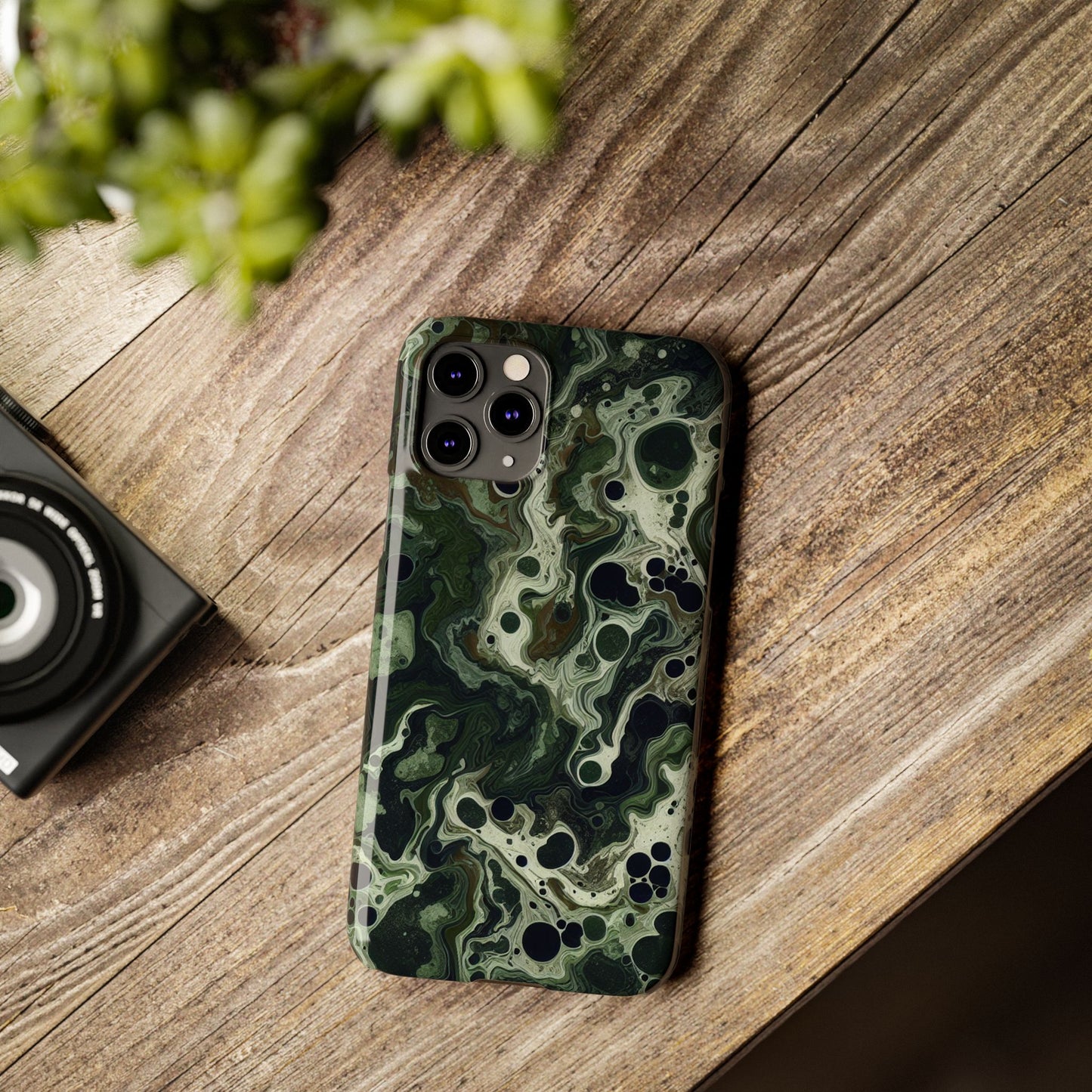 Marbled Green Slim Phone Case - Stylish Protection for Nature Lovers