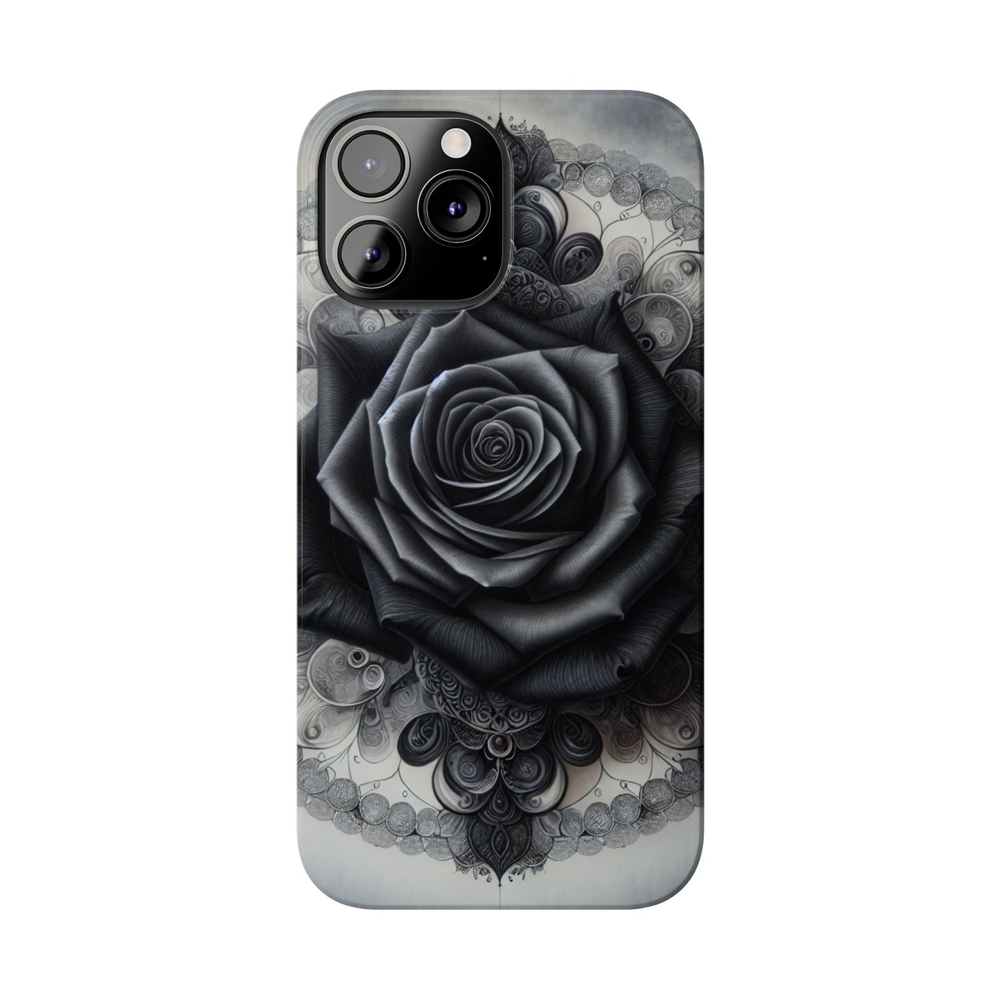 Elegant Black Rose Slim Phone Case for Stylish Protection