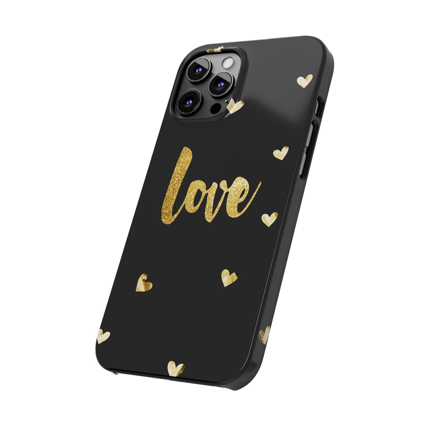 Glitter Love Slim Phone Case - Stylish Black Love Design