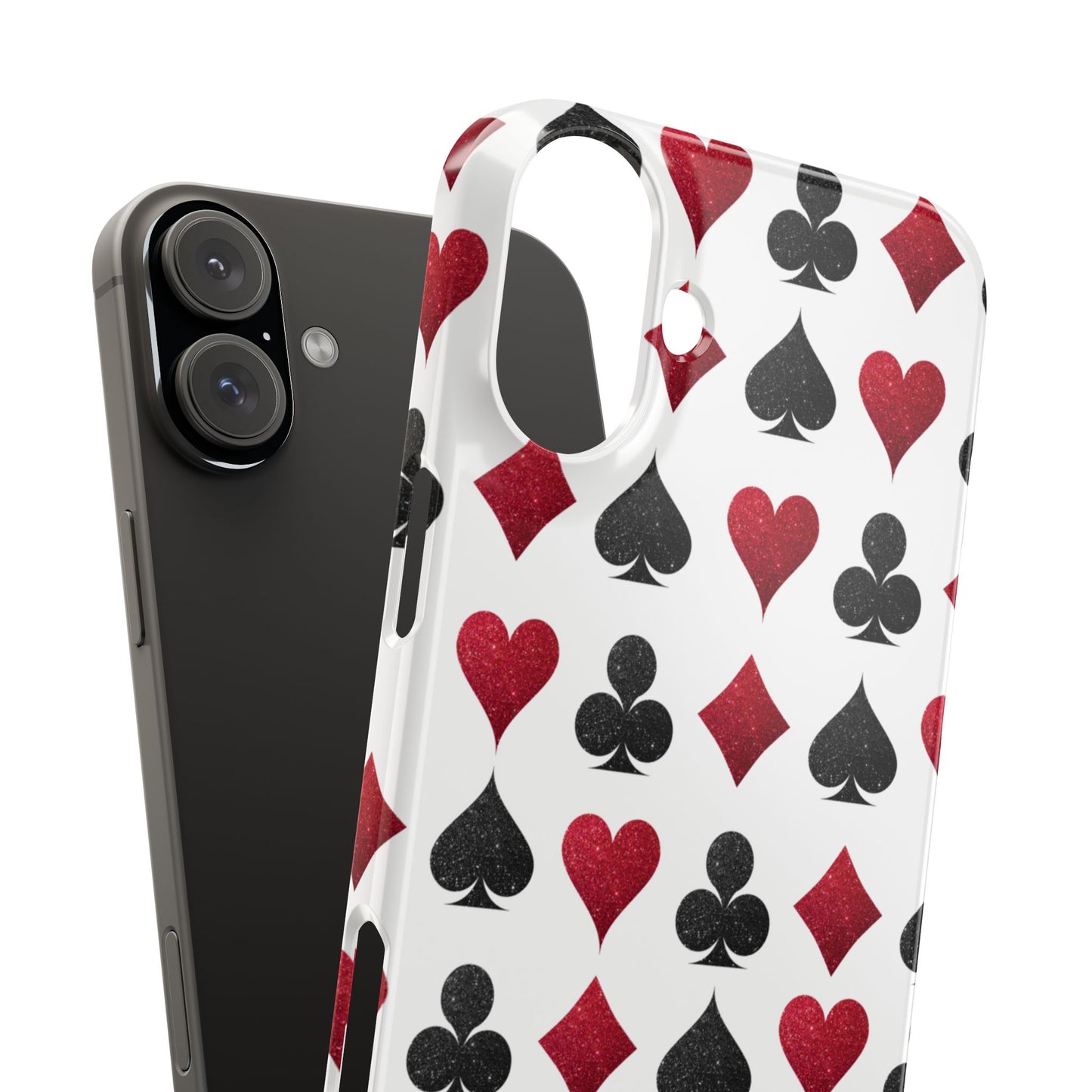 Stylish Playing Card Slim Phone Case - Red & Black Design