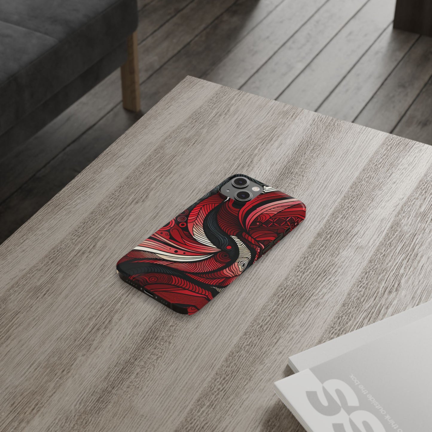 Artistic Red Swirl Slim Phone Case - Trendy Design for Stylish Protection