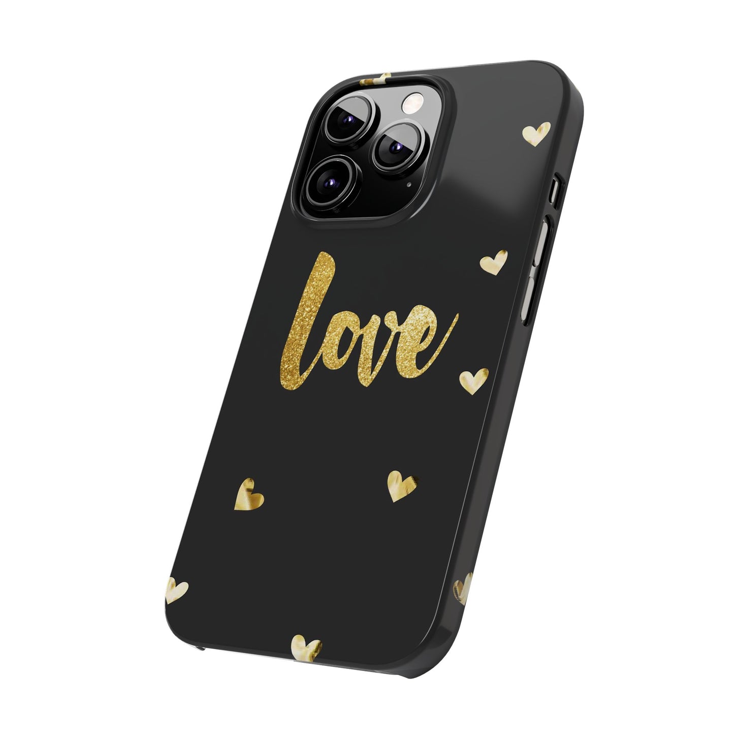 Glitter Love Slim Phone Case - Stylish Black Love Design