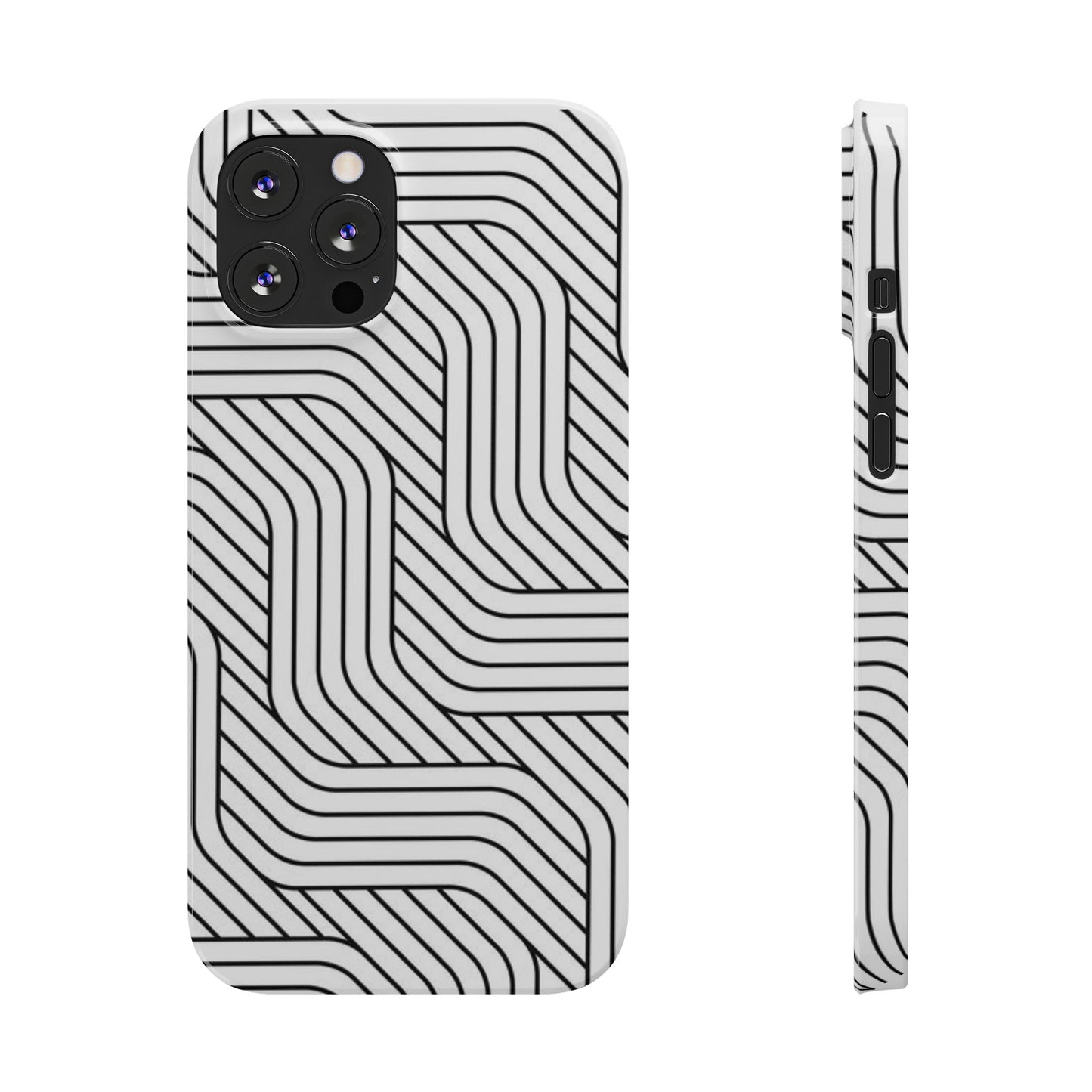 Stylish Geometric Slim Phone Case - Sleek Black and White Design for Minimalist Aesthetics