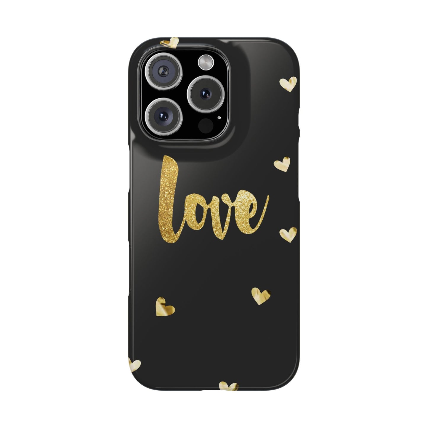 Glitter Love Slim Phone Case - Stylish Black Love Design