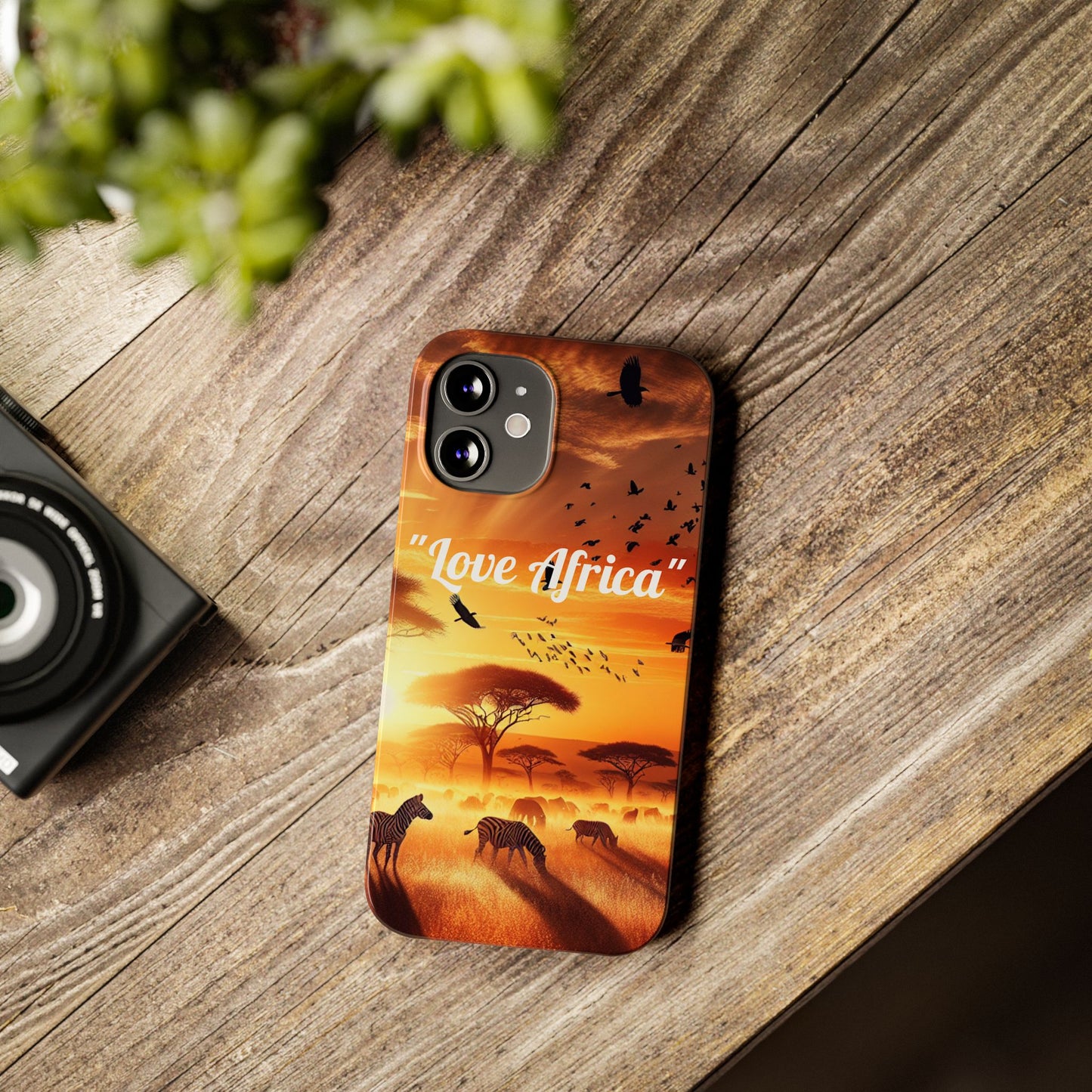 Slim Phone Case - "Love Africa" Sunset Design - Perfect Gift for Nature Lovers