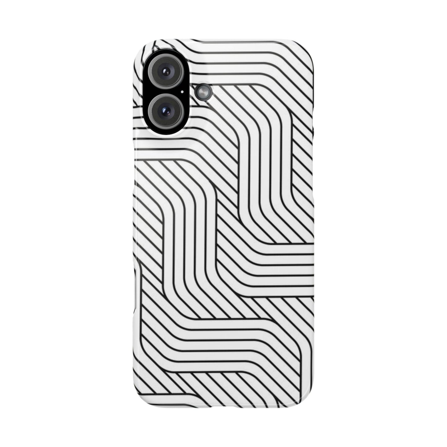 Stylish Geometric Slim Phone Case - Sleek Black and White Design for Minimalist Aesthetics