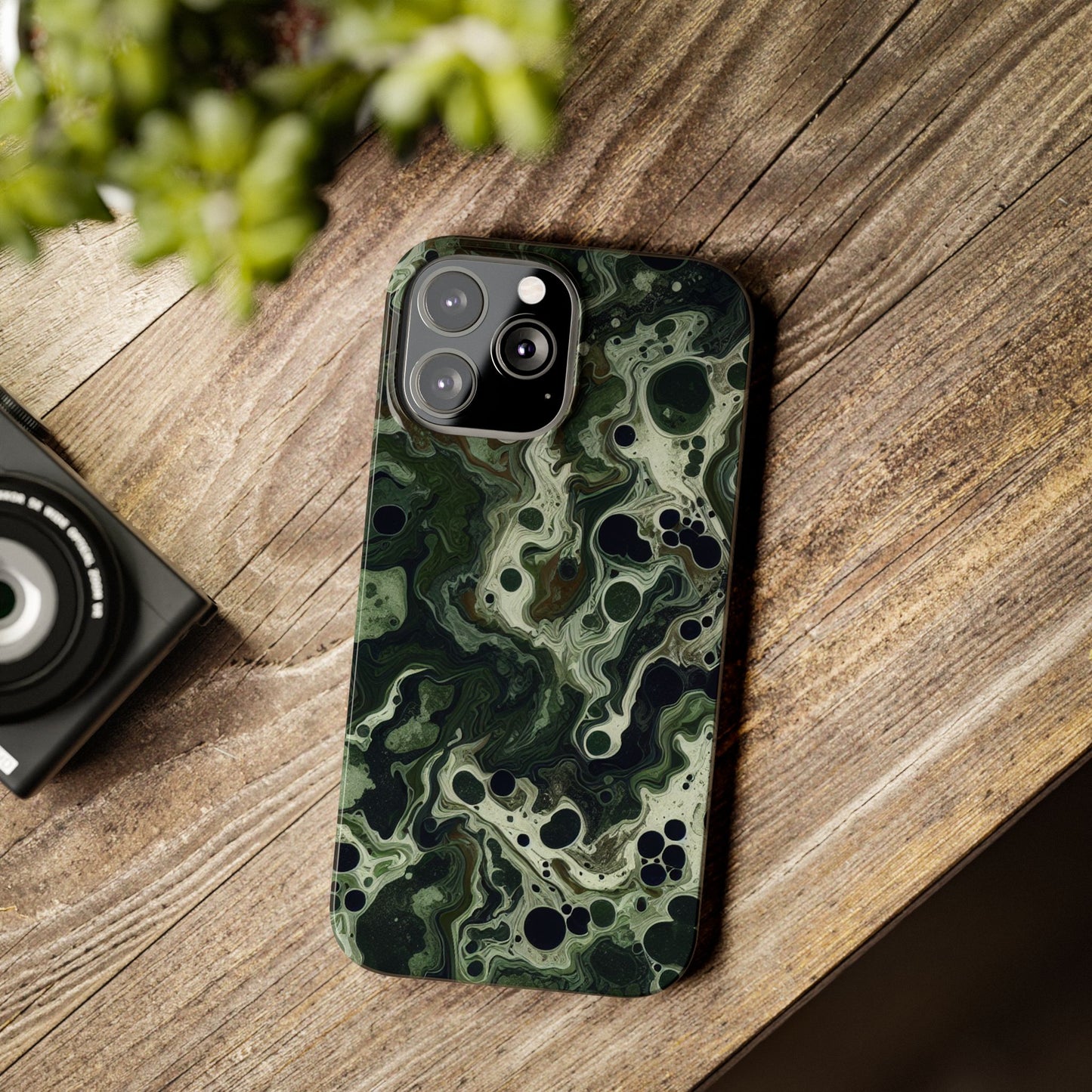 Marbled Green Slim Phone Case - Stylish Protection for Nature Lovers