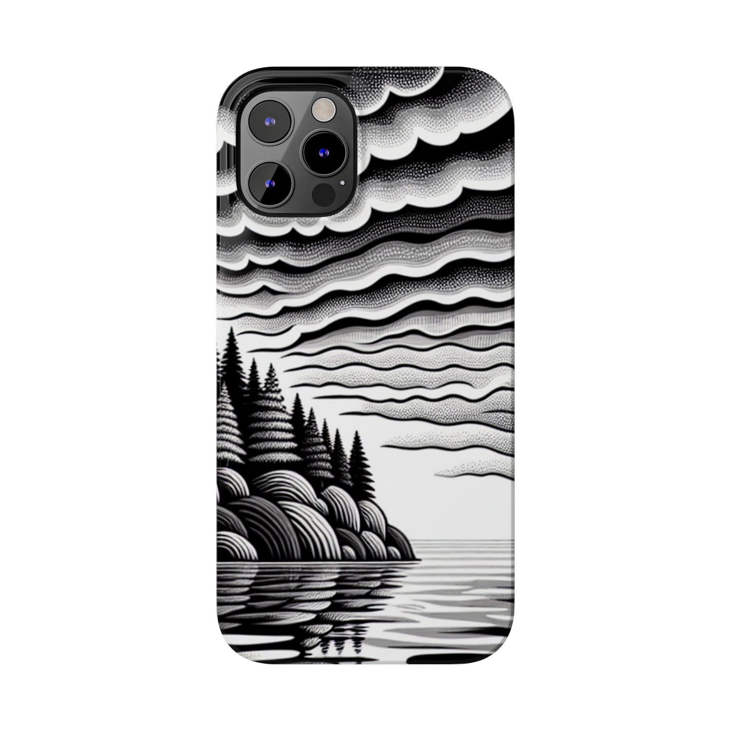 Artistic Black and White Slim Phone Case - Nature Landscape Design