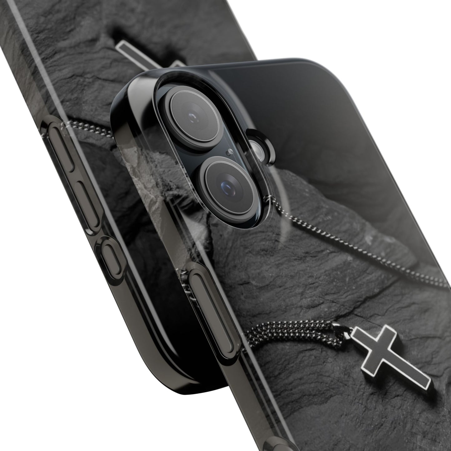 Minimalist Black Cross Slim Phone Case - Stylish & Modern Design