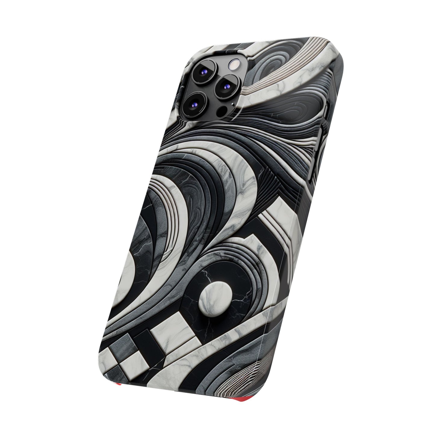 Elegant Marble Slim Phone Case - Stylish Black & White Design