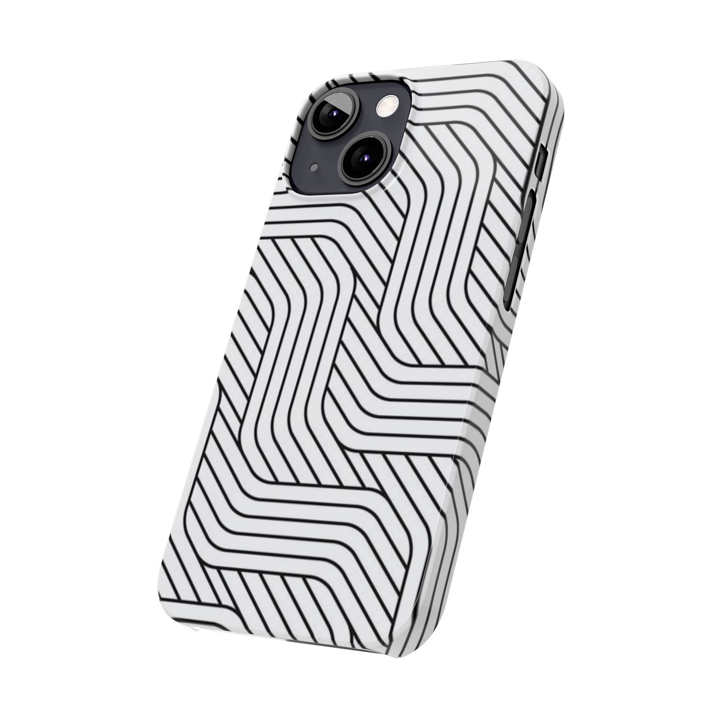 Stylish Geometric Slim Phone Case - Sleek Black and White Design for Minimalist Aesthetics