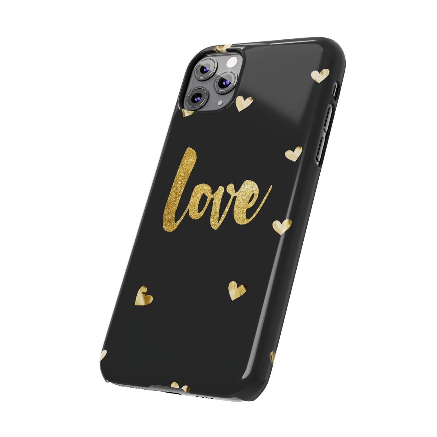 Glitter Love Slim Phone Case - Stylish Black Love Design