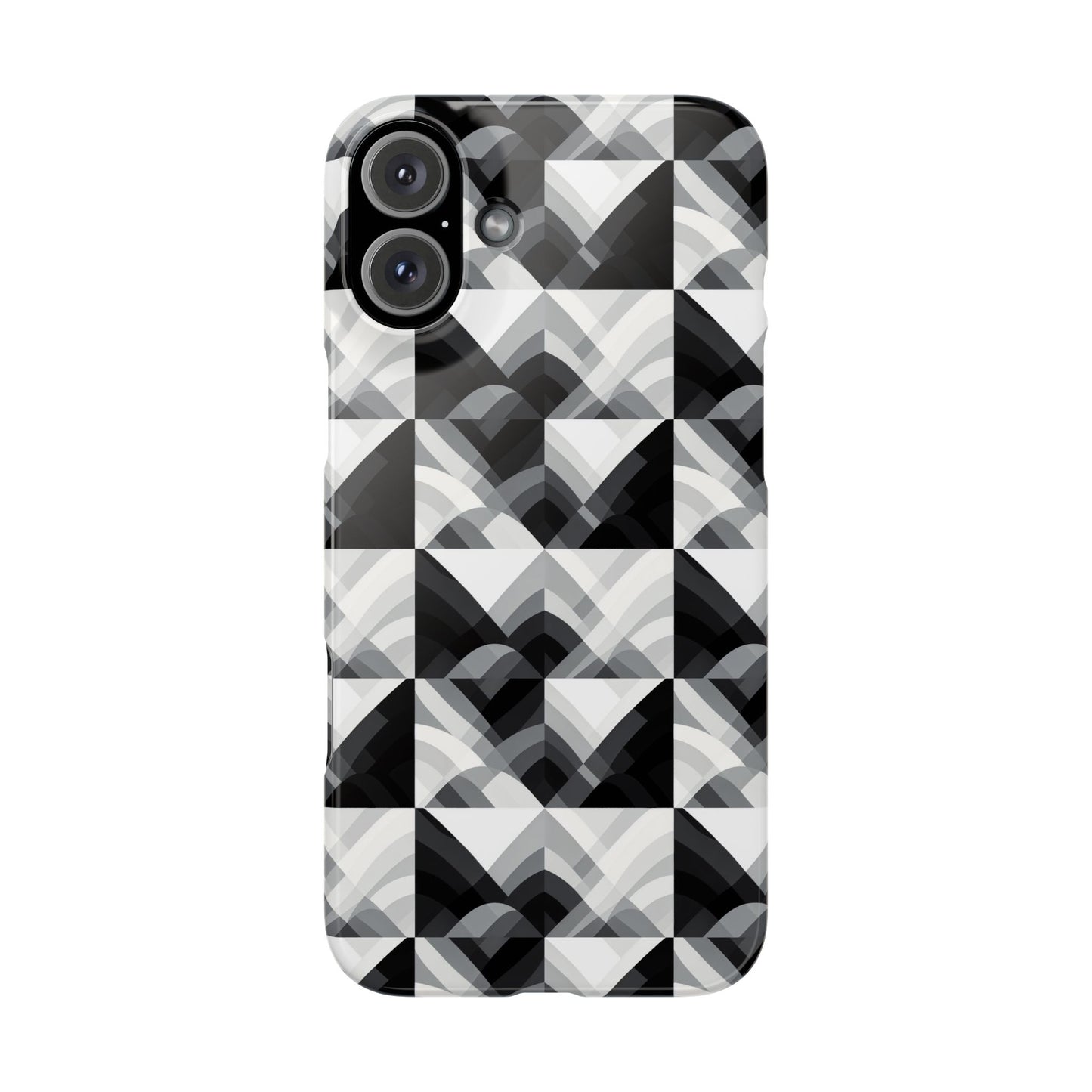 Stylish Black and Gray Slim Phone Case - Geometric Pattern for Modern Aesthetics