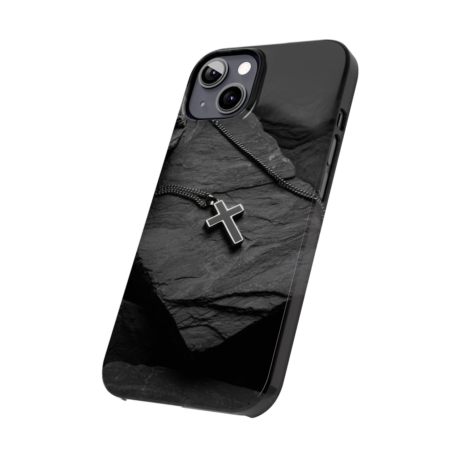 Minimalist Black Cross Slim Phone Case - Stylish & Modern Design