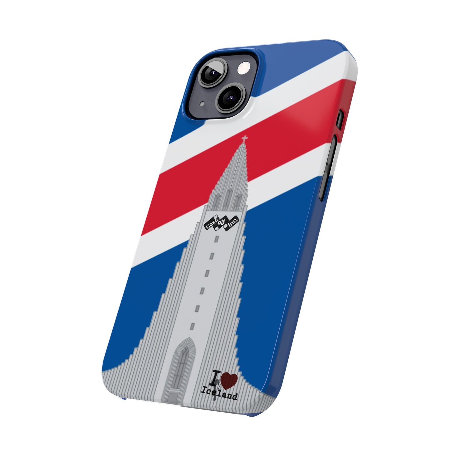 I Love Iceland Slim Phone Case - Colorful Reykjavík Landmark Design