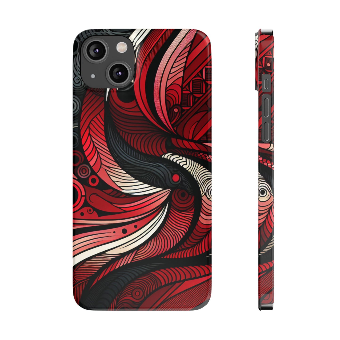 Artistic Red Swirl Slim Phone Case - Trendy Design for Stylish Protection