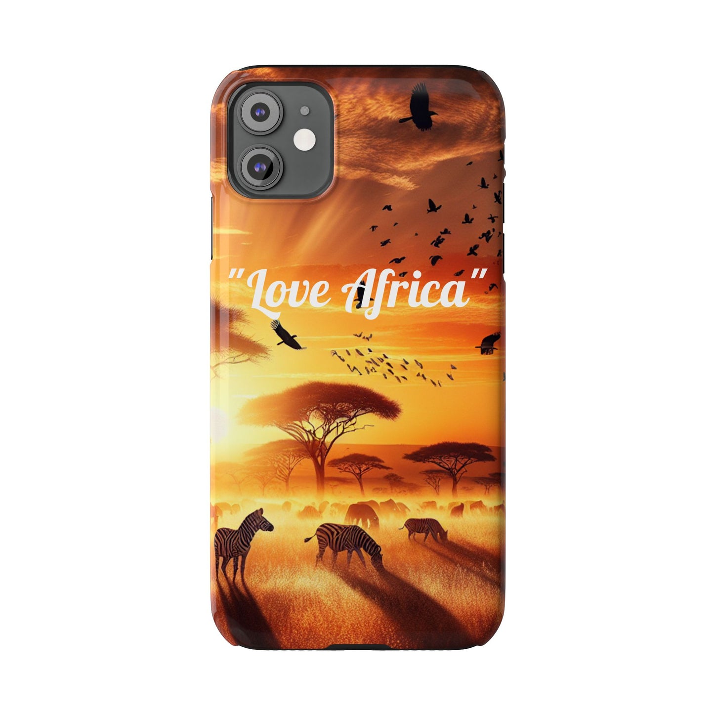 Slim Phone Case - "Love Africa" Sunset Design - Perfect Gift for Nature Lovers