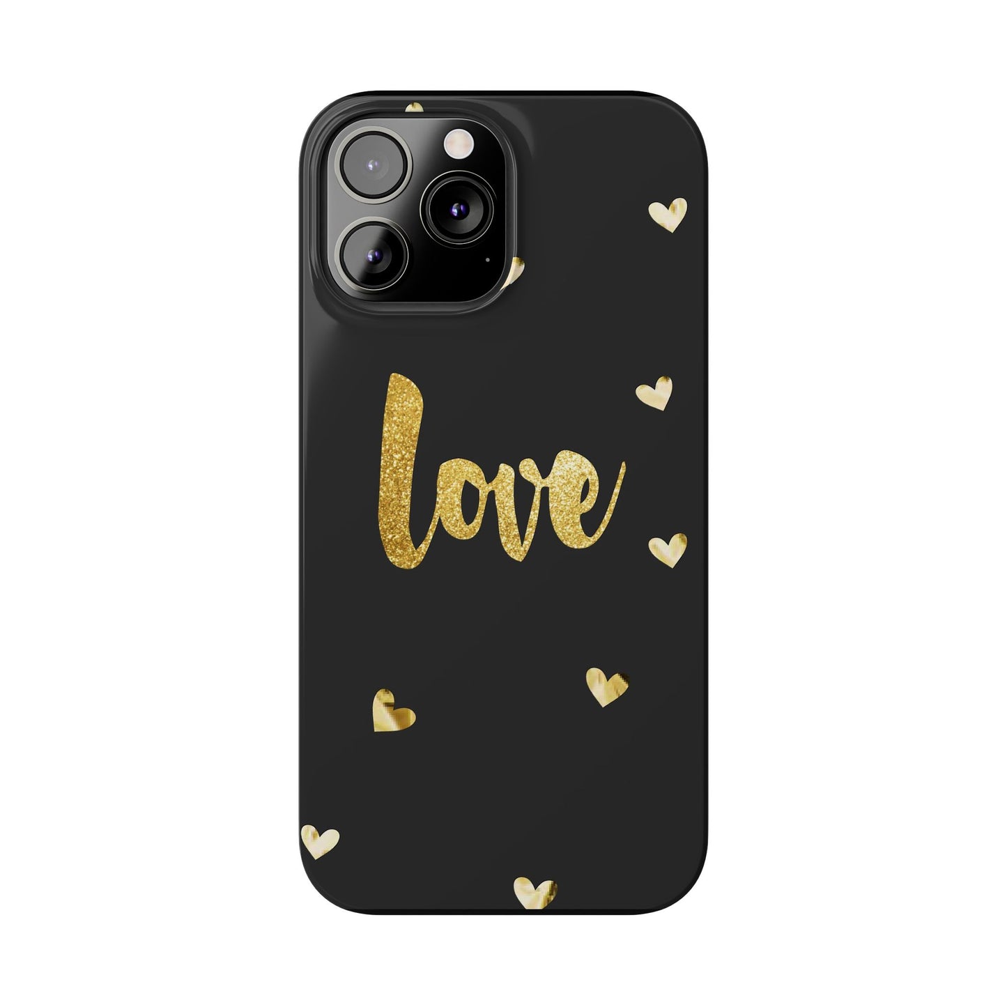 Glitter Love Slim Phone Case - Stylish Black Love Design