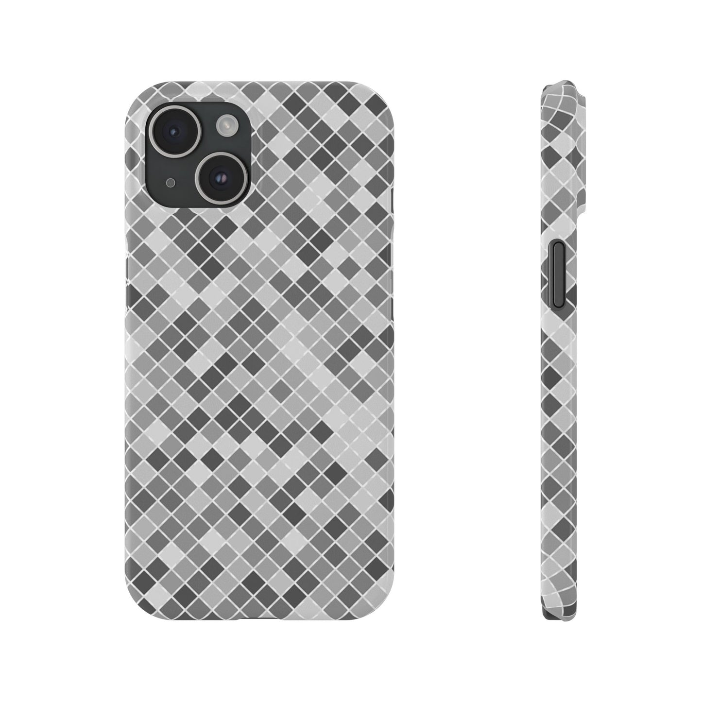 Chic Grey Mosaic Slim Phone Case - Stylish Protection for Modern Lifestyle