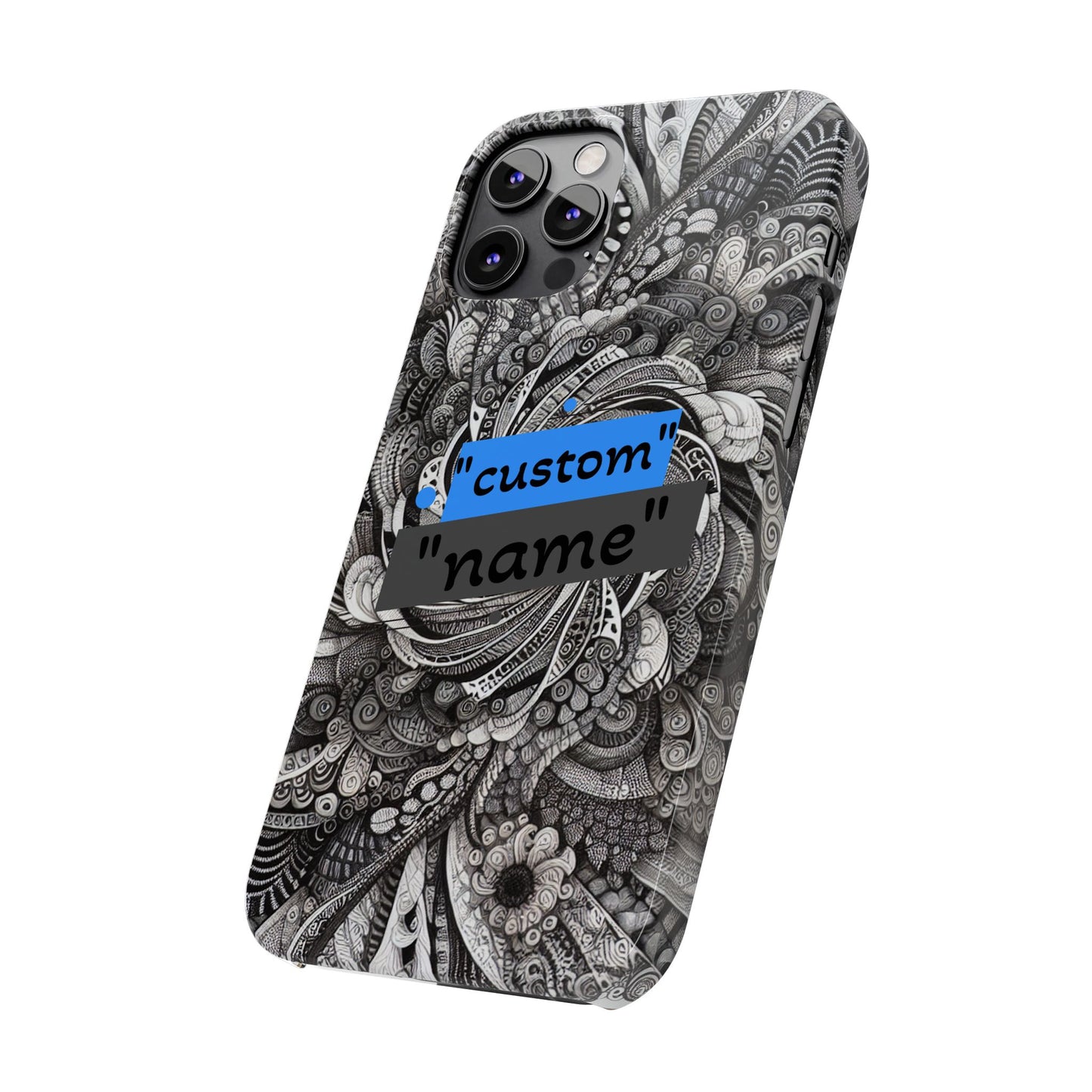 Customizable Slim Phone Cases - Personalized Black Swirl Design