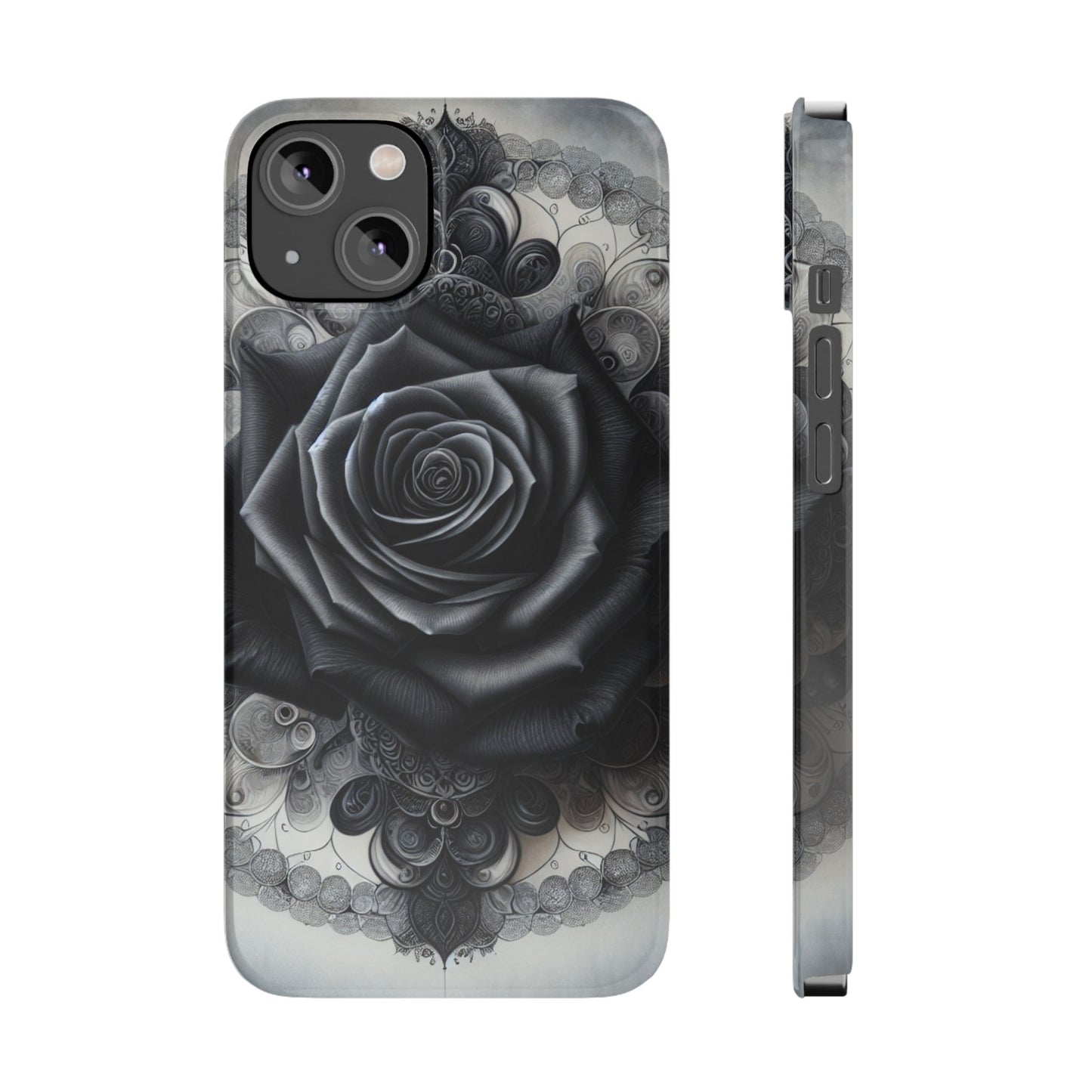 Elegant Black Rose Slim Phone Case for Stylish Protection