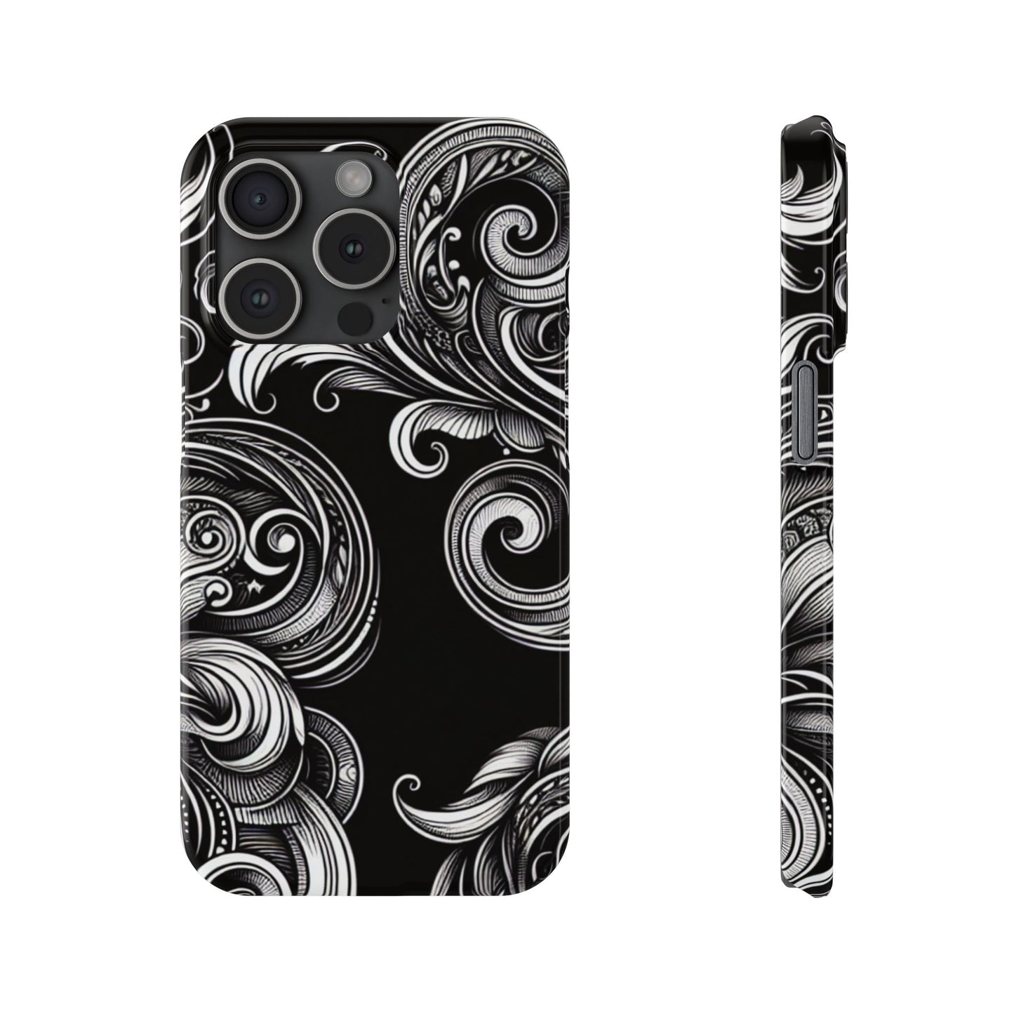 Elegant Black Swirl Slim Phone Case - Artistic Design for All Occasions