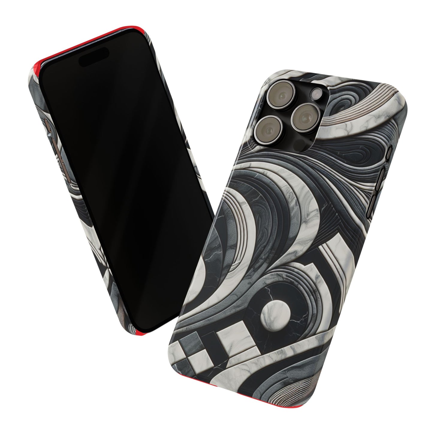 Elegant Marble Slim Phone Case - Stylish Black & White Design