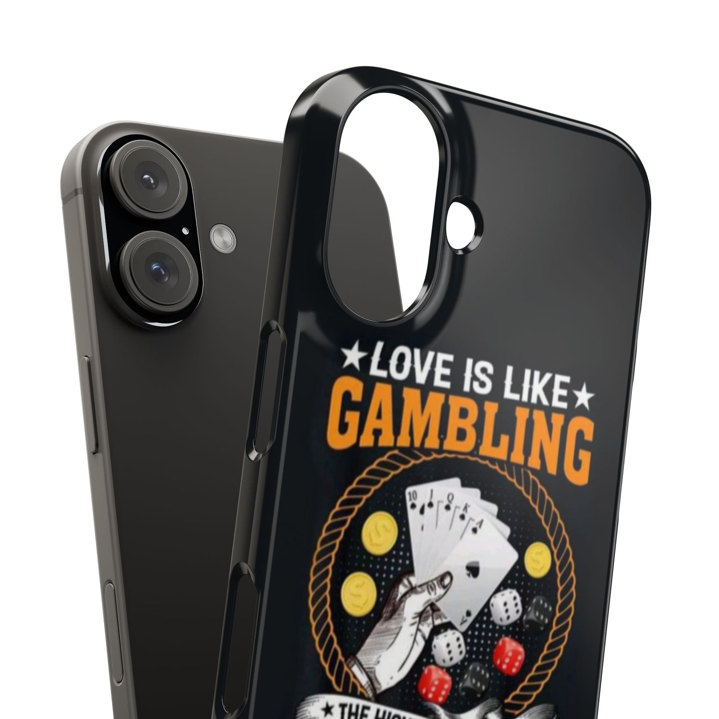 Gambling-Themed Slim Phone Case - 'Love is Like Gambling' Design