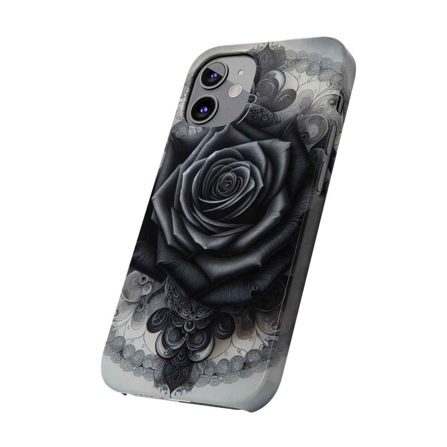 Elegant Black Rose Slim Phone Case for Stylish Protection