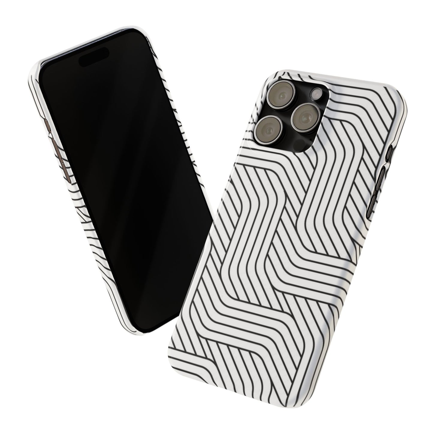 Stylish Geometric Slim Phone Case - Sleek Black and White Design for Minimalist Aesthetics