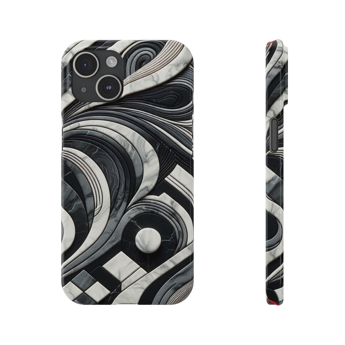 Elegant Marble Slim Phone Case - Stylish Black & White Design