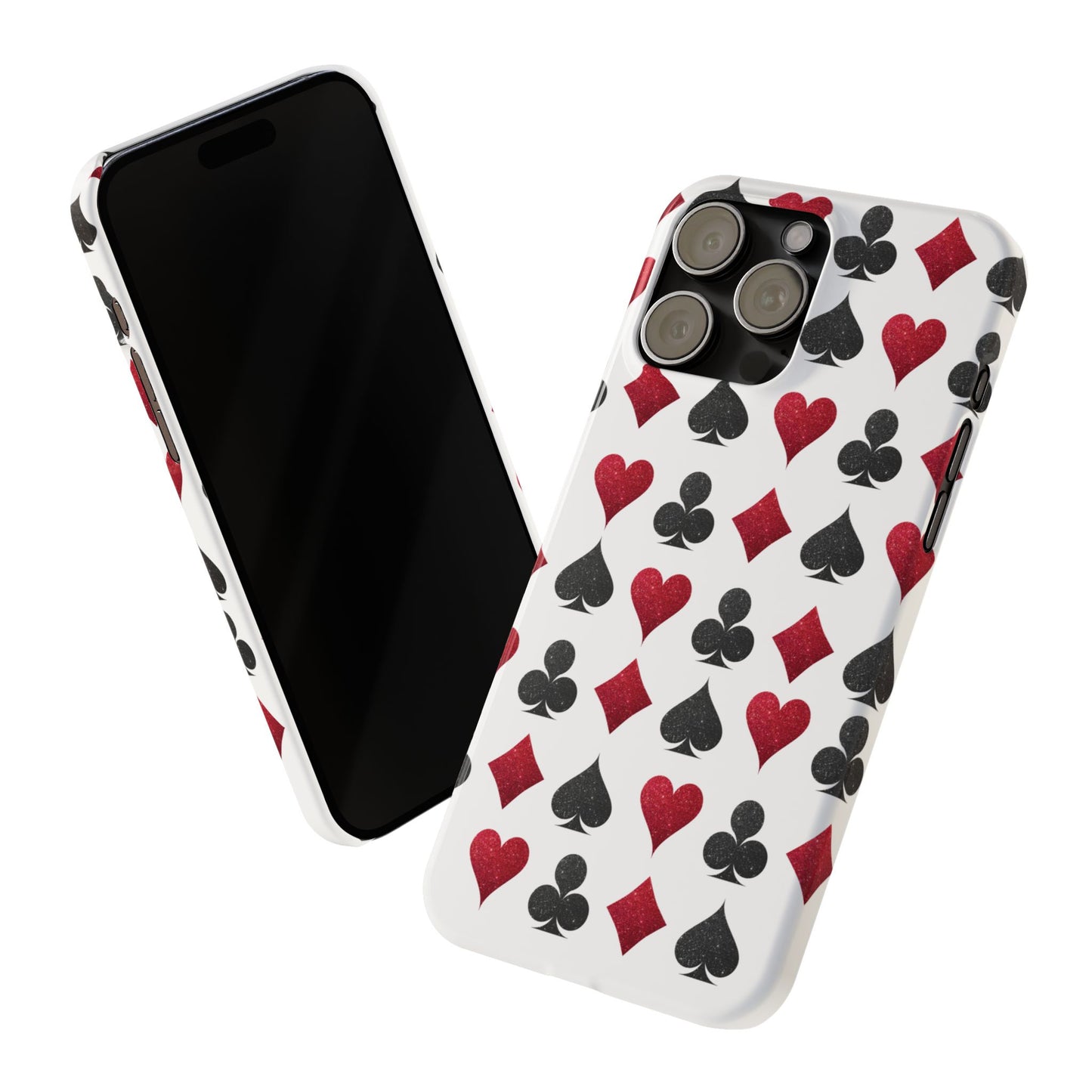 Stylish Playing Card Slim Phone Case - Red & Black Design