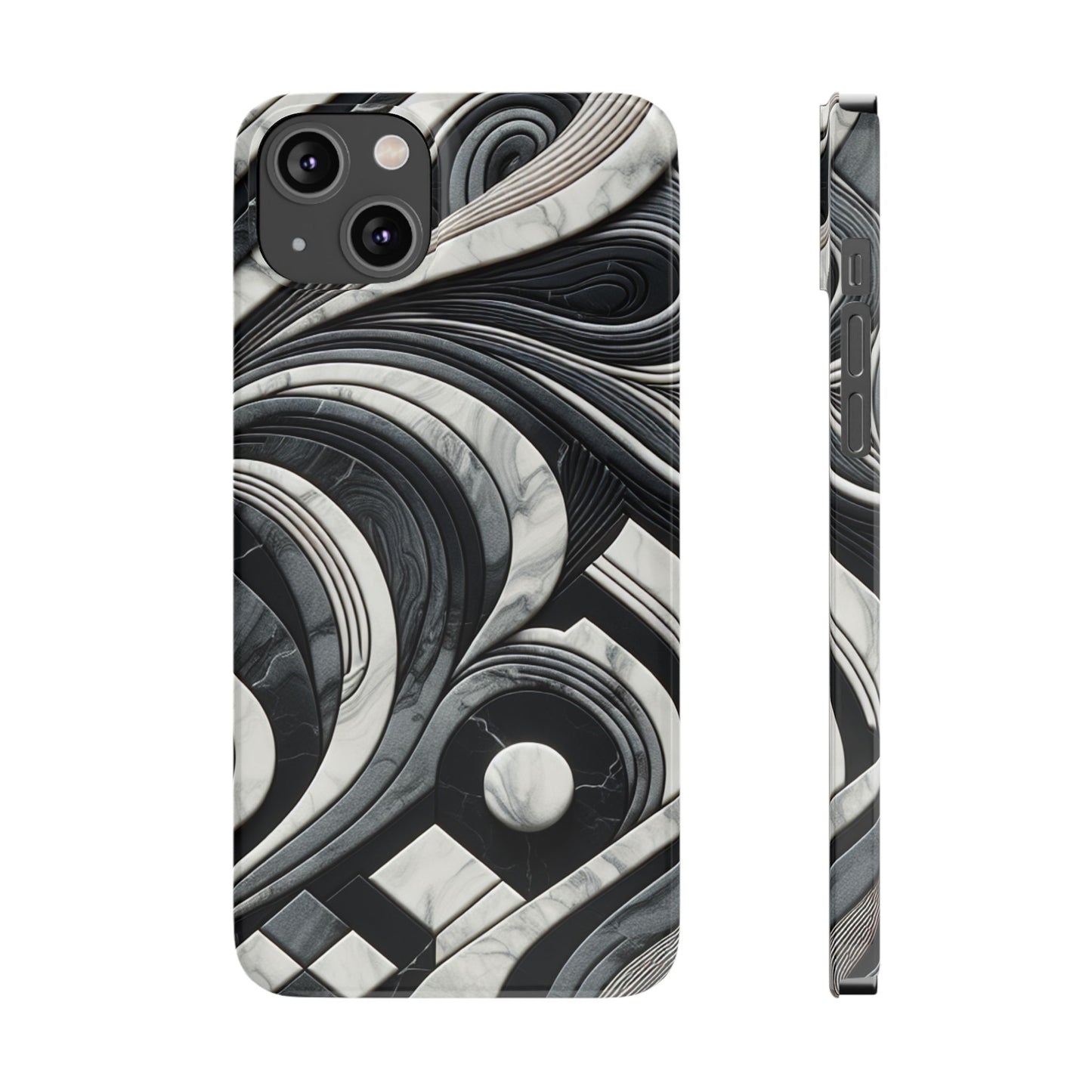 Elegant Marble Slim Phone Case - Stylish Black & White Design