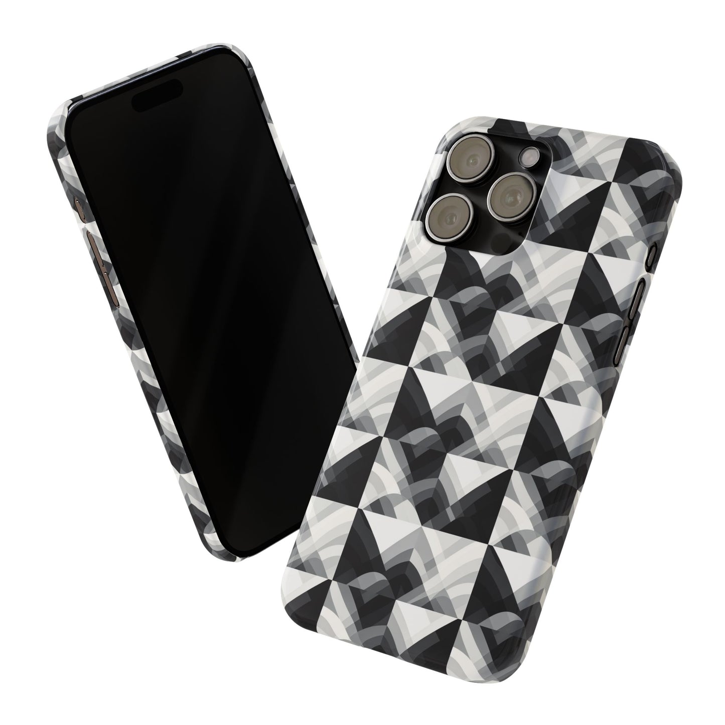 Stylish Black and Gray Slim Phone Case - Geometric Pattern for Modern Aesthetics