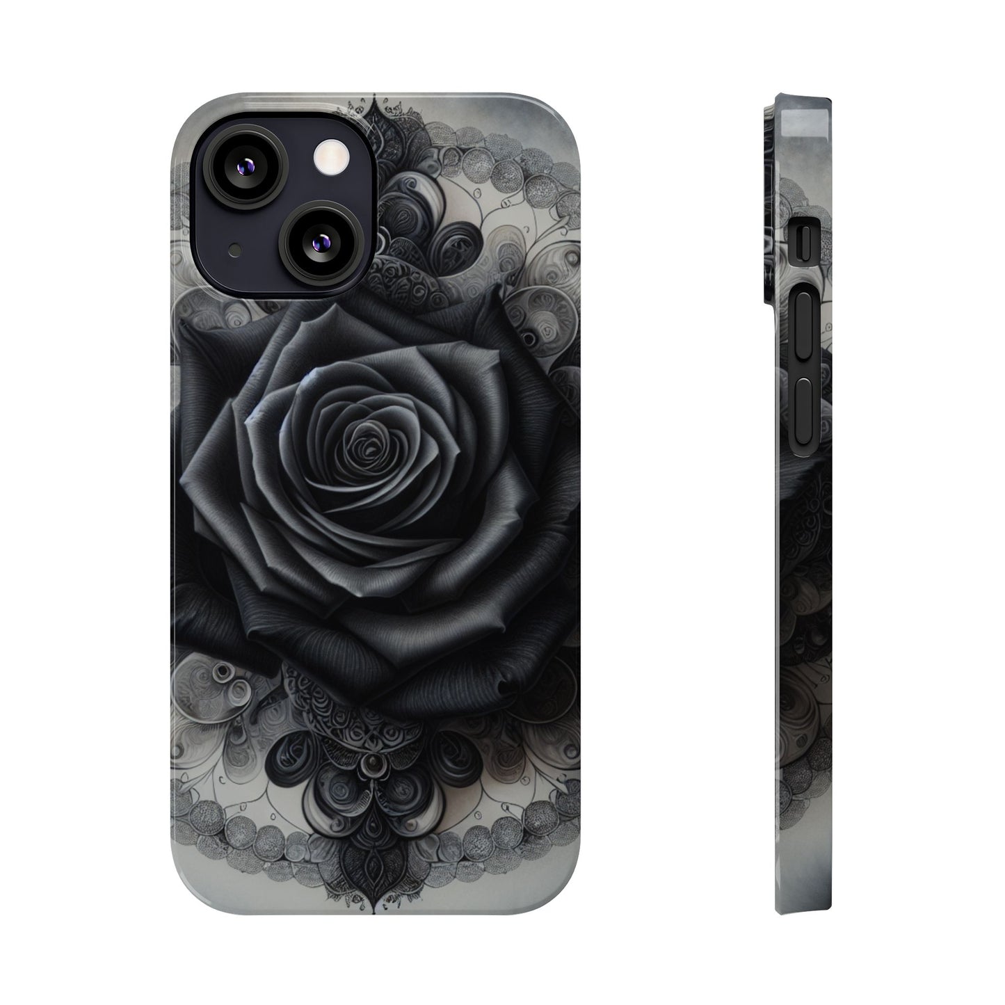 Elegant Black Rose Slim Phone Case for Stylish Protection