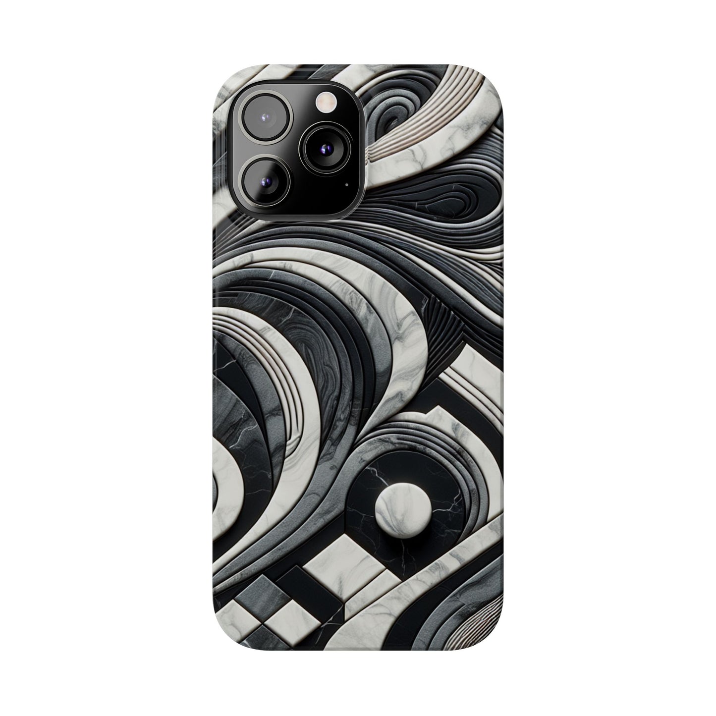 Elegant Marble Slim Phone Case - Stylish Black & White Design