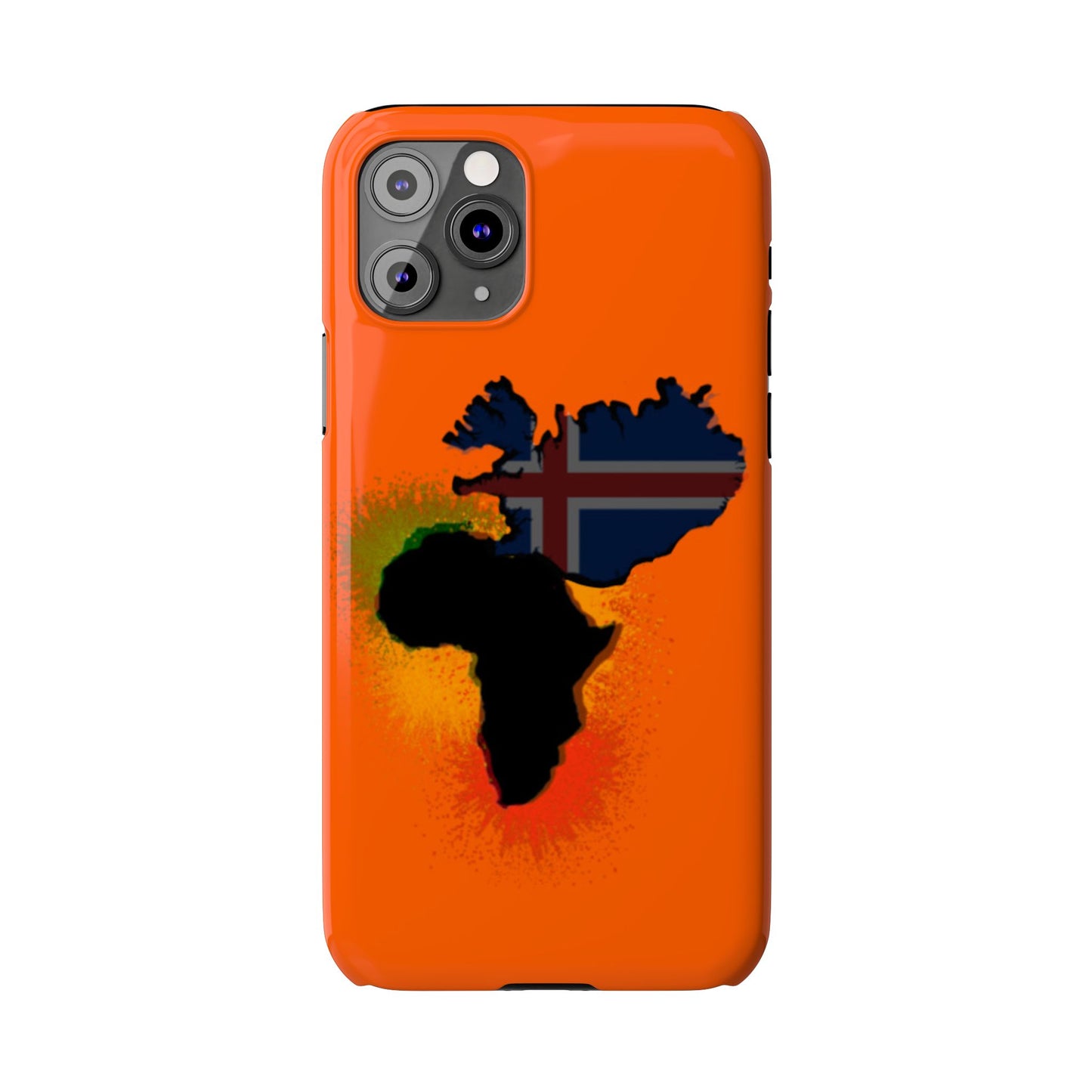 Bold African Map Slim Phone Case with Icelandic Flag