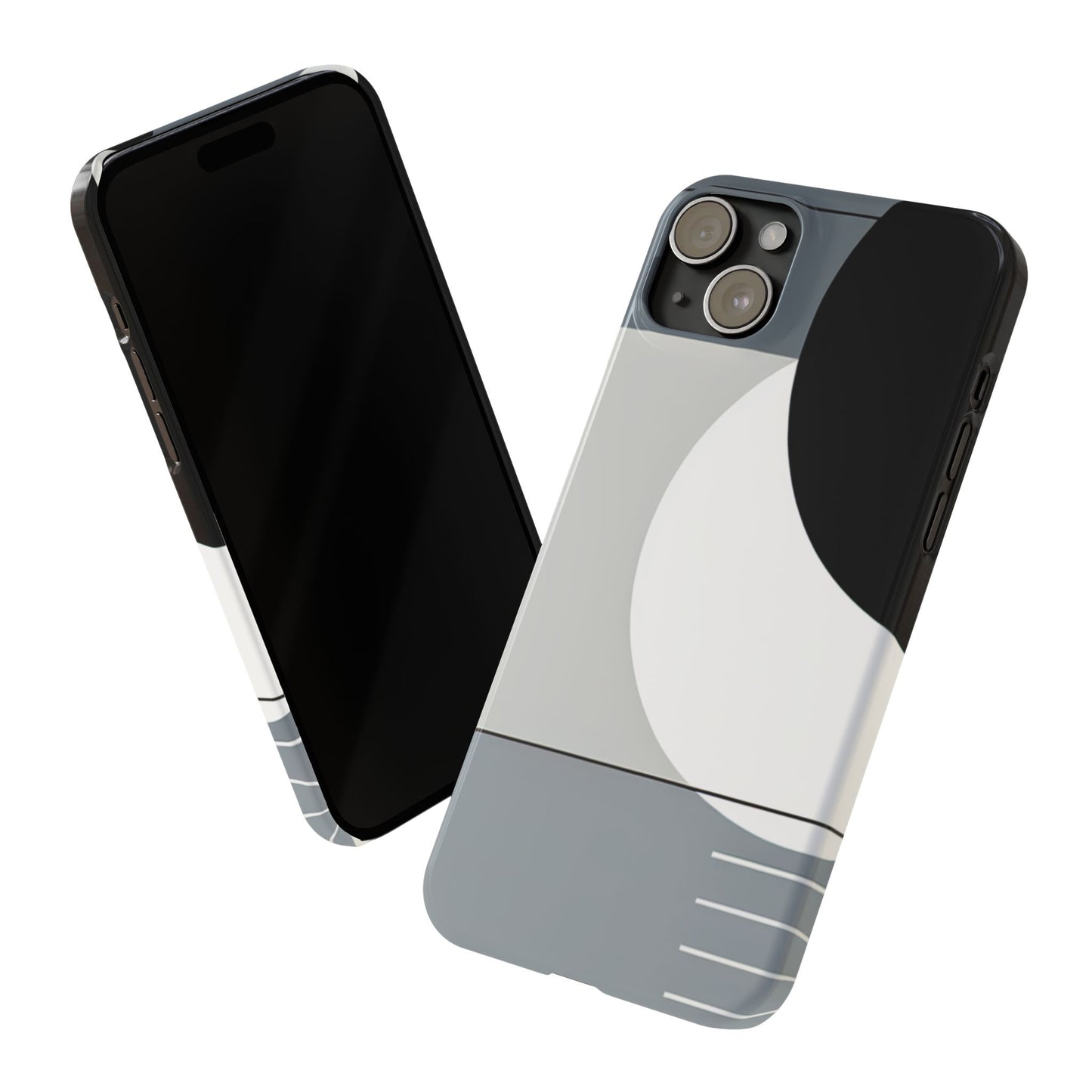 Minimalist Abstract Slim Phone Case - Modern Black and Gray Design